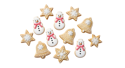 Festive Christmas Cookies, isolated on transparent background