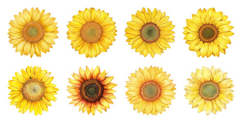 Vibrant sunflower illustrations collection.