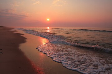 Fototapeta premium Hamptons Ny. Deserted Beach at Sunset, End of a Calm Day