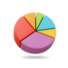 Obraz premium Colorful pie chart isolated on white background for data analysis