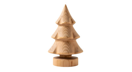 Wooden Christmas Tree Sculpture, isolated on transparent background