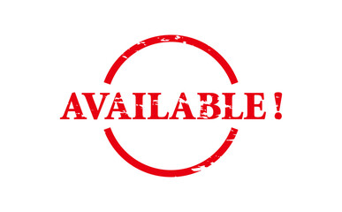 AVAILABLE! - Red Rubber Stamp With text message AVAILABLE! 
