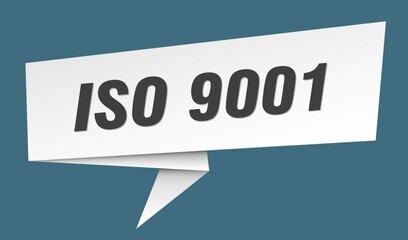 iso 9001 banner. iso 9001 speech bubble, label, sticker, sign template
