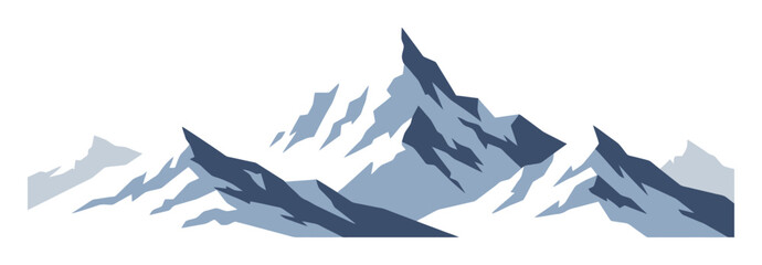 Minimalist Snowy Mountain Vector Landscape - Clean Flat Design