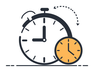 Minimalist Time Management Clock Vector Illustration - Business Concept