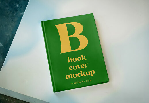 Book Cover on Table Mockup