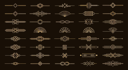 Naklejka premium Elegant Art Deco Dividers Vintage Ornamental Design Elements