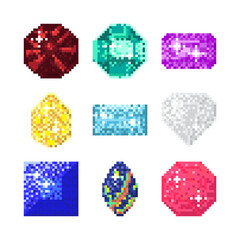 Item of Pixel game with Diamond and Gemstone on white background.