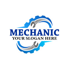 Vector gear and wrench mechanic logo icon. With a simple and elegant image.