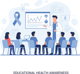 Fototapeta premium Educational health awareness presentation with doctor and audience.