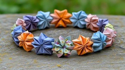 Colorful origami star necklace