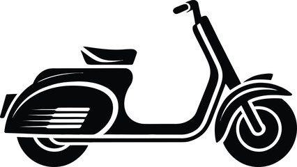 Retro Scooter Motorcycle Silhouette Icon