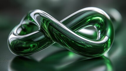 Emerald infinity symbol, glass-like