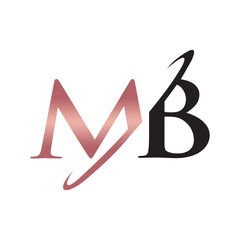 Gold and Brown Glossy 3D Initials MB Logo