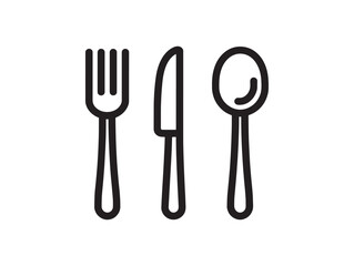 Fork Knife Spoon Icon Minimal Line