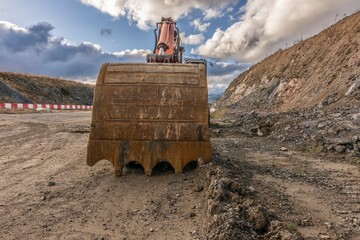 Heavy machinery for the construction of a road in Spain