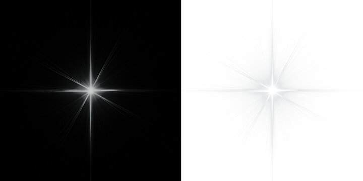 Black and white PNG overlay featuring a radiant starburst effect, creating a striking contrast and dynamic visual appeal for creative projects and design applications