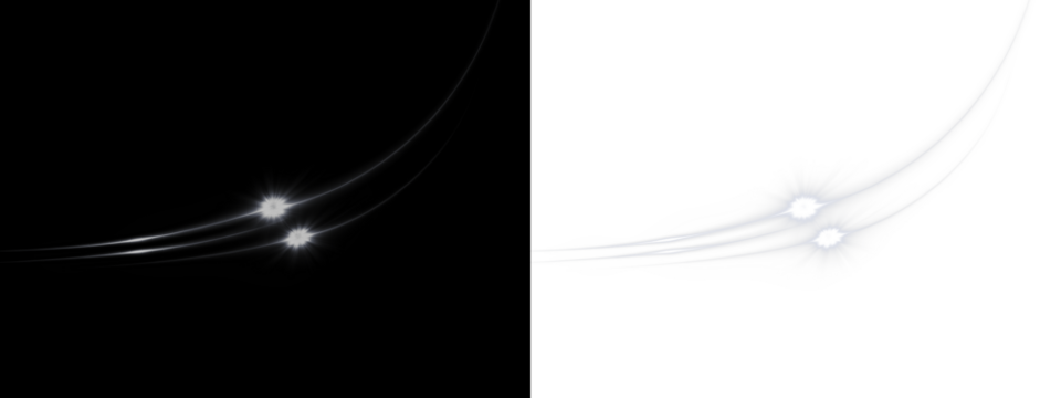 Abstract light trails on contrasting black and white backgrounds, creating a dynamic visual effect, ideal for graphic design, overlays, and artistic projects with copy space - Powered by Adobe