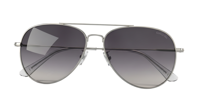 Aviator Sunglasses with Silver Frame and Gradient Lenses