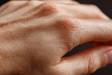 Fototapeta premium Close-up of a human hand, clearly revealing the detailed texture of the skin.