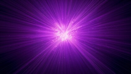 Fototapeta premium Emitting bright purple burst sending light beams in abstract cosmic space, with starburst pattern