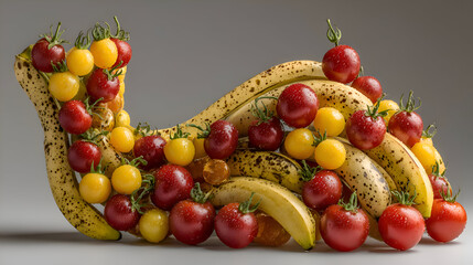 Fruit Composition Still Life Yellow Bananas with Red and Yellow Tomatoes