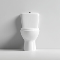 clean, modern white toilet stands centered against a smooth light grey wall, highlighting minimalist design and functional elegance in bathroom fixtures