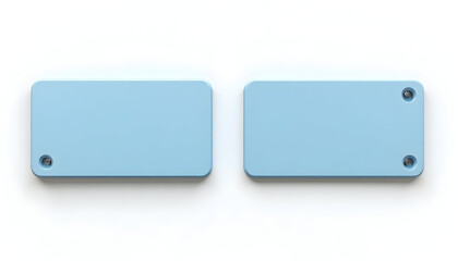 Blue Plastic Storage Boxes with Rounded Corners and Small Holes on White Background