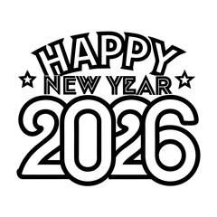 happy new year typography vector