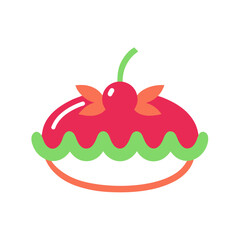 cherry tart colorful vector line art