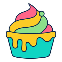 Custard Colorful Vector Line Art Playful Style Illustration
