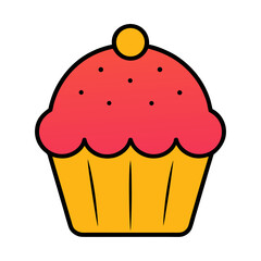 Muffin Colorful Vector Line Art 