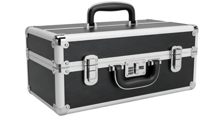 Black Metal Briefcase with Combination Lock and Silver Trim