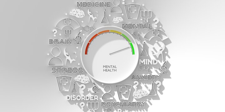 Medical concept. Mental health measurement. Psychotherapy concept. 3D render