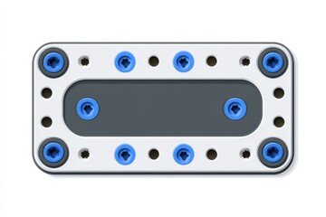 Obraz premium Rectangular mechanical component with multiple screws and precise design angles
