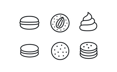 simple outline stroke icon isolated on white background french macaron sweet almond cookie cream filling pastel cookie round cookie colorful cookie dessert cookie cookie