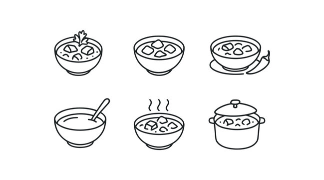 simple outline stroke icon isolated on white background hungarian goulash stew beef stew paprika stew soup dish hot stew pot stew spicy stew thick stew