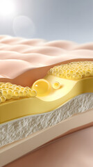 Cross-Section of Human Skin Showing Fat Layer and Cell Structure