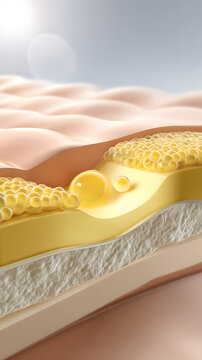 Cross-Section of Human Skin Showing Fat Layer and Cell Structure