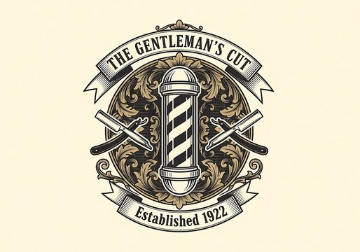 Vintage Barber Shop Emblem - The Gentlemans Cut Since 1922.