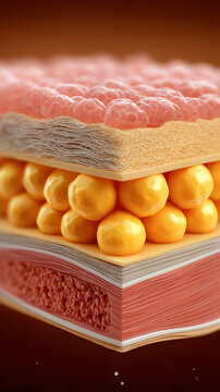 Detailed Anatomy of Human Skin Layers with Fat and Connective Tissue