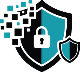 Digital data security shield protection icon