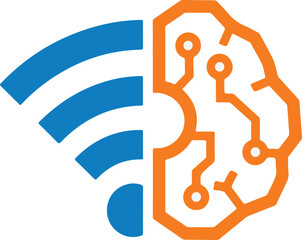 Modern smart connectivity icon with network and data elements