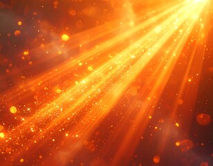 Obraz premium Bright golden light rays bursting downward, with floating specks