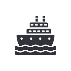 Simple Cruise Ship Icon Floating On Water Surface Design
