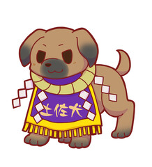 Hand-Drawn Tosa Dog with Shimenawa – Japanese Champion Fighting Dog Illustration