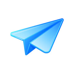 Shiny blue paper airplane vector illustration isolated on white background perfect for communication and travel concepts