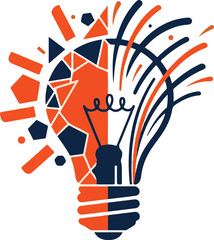 Creative innovation icon set with abstract geometric shapes and technology elements