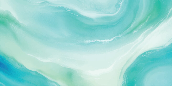 Abstract watercolor background with fluid turquoise and white waves perfect for modern design projects providing a calm and serene aesthetic