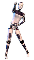Obraz premium 3D Rendering Female Robot on White